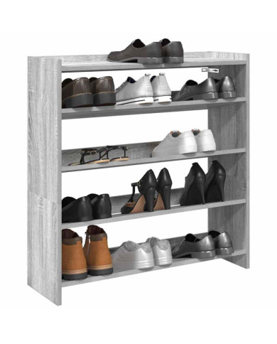 Étagère à chaussures sonoma gris 80x25x81 cm bois d'ingénierie | Mobilier & Déco