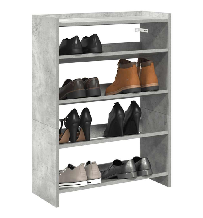 Étagère à chaussures gris béton 60x25x81 cm bois d'ingénierie | Mobilier & Déco