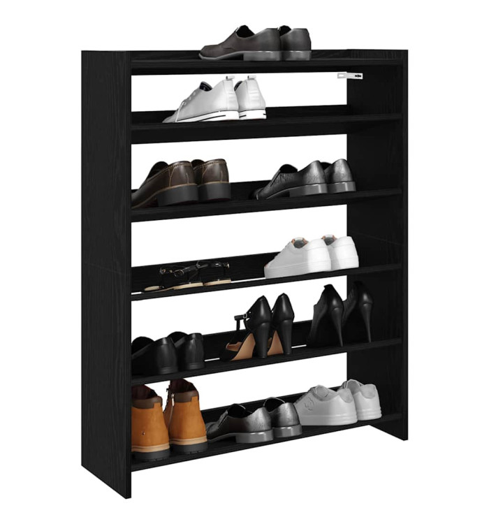 Étagère à chaussures noir 80x25x100 cm bois d'ingénierie | Mobilier & Déco