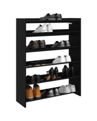 Étagère à chaussures noir 80x25x100 cm bois d'ingénierie | Mobilier & Déco