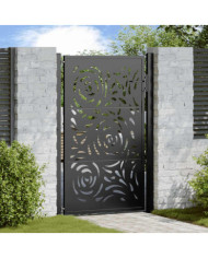 Portail de jardin noir 105x155 cm acier conception de flamme | Mobilier & Déco