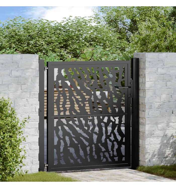 Portail de jardin noir 105x106 cm acier conception de tracés | Mobilier & Déco