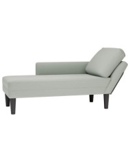Fauteuil long et coussin et accoudoir droit gris clair velours | Mobilier & Déco