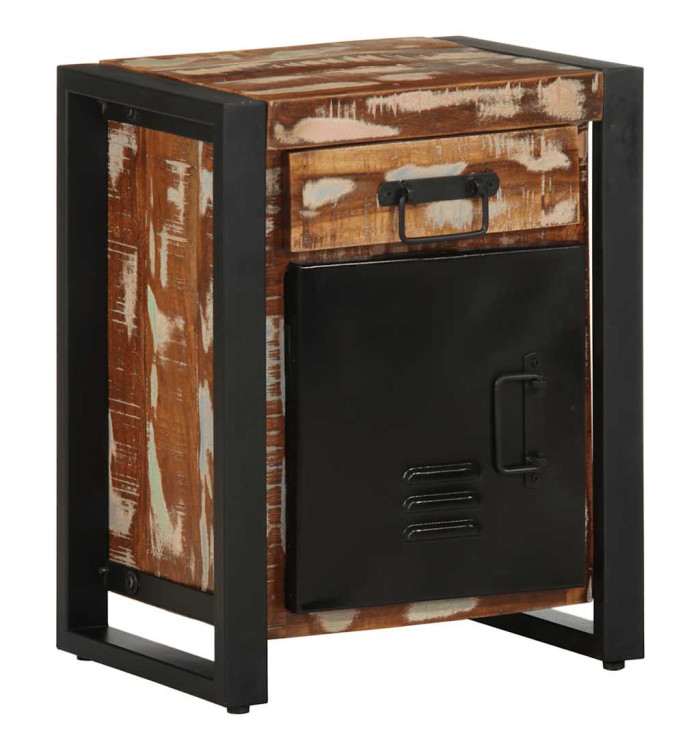 Table de chevet multicolore 40x30x50 cm bois de récupération | Mobilier & Déco