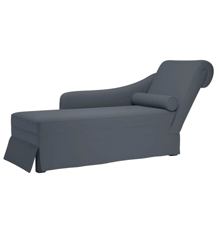 Fauteuil long et traversin accoudoir droit gris foncé velours | Mobilier & Déco
