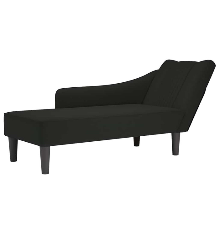 Fauteuil long avec accoudoir droit noir velours | Mobilier & Déco
