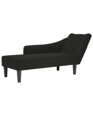 Fauteuil long avec accoudoir droit noir velours | Mobilier & Déco