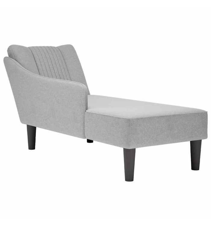 Fauteuil long avec accoudoir droit gris nuage tissu | Mobilier & Déco