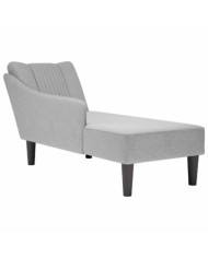 Fauteuil long avec accoudoir droit gris nuage tissu | Mobilier & Déco