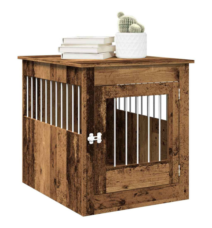 Meuble de cage chiens vieux bois 64,5x80x71cm bois d'ingénierie | Mobilier & Déco