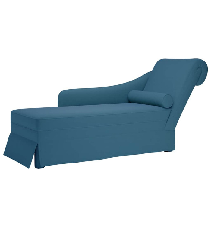 Fauteuil long avec traversin et accoudoir droit bleu velours | Mobilier & Déco