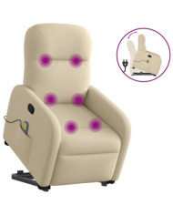 Fauteuil inclinable de massage Crème Tissu | Mobilier & Déco