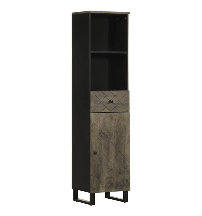 Armoire de salle de bain noir 38x33x160 cm bois massif manguier | Mobilier & Déco