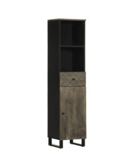 Armoire de salle de bain noir 38x33x160 cm bois massif manguier | Mobilier & Déco