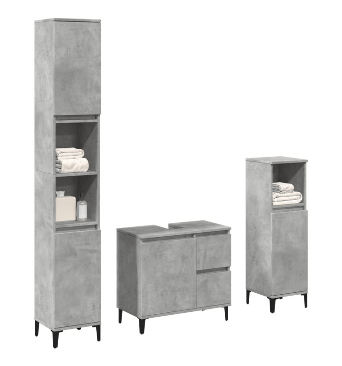 Ensemble de meubles de salle de bain 3 pcs gris béton | Mobilier & Déco