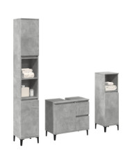 Ensemble de meubles de salle de bain 3 pcs gris béton | Mobilier & Déco