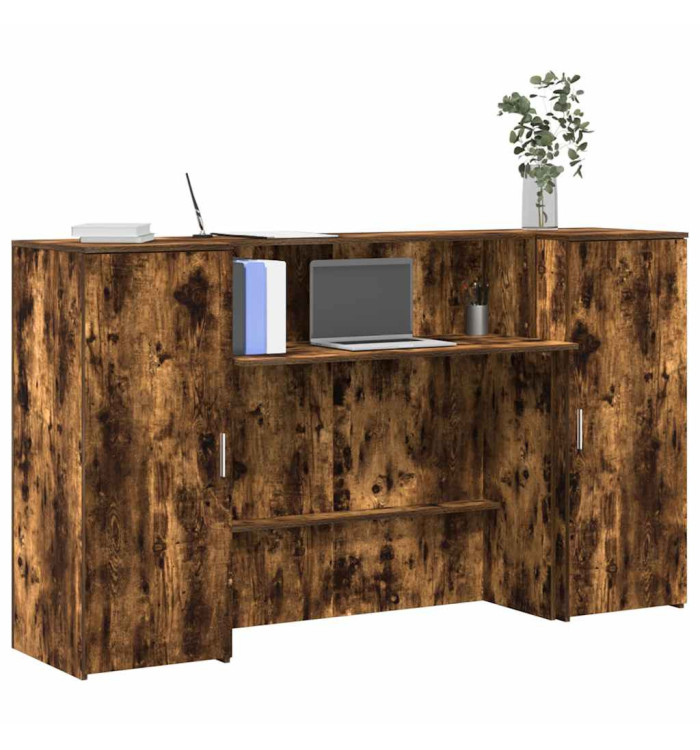 Bureau de réception chêne fumé 180x50x103,5cm bois d'ingénierie | Mobilier & Déco