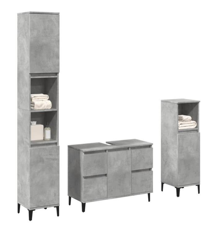 Ensemble de meubles de salle de bain 3 pcs gris béton | Mobilier & Déco