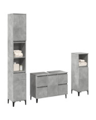 Ensemble de meubles de salle de bain 3 pcs gris béton | Mobilier & Déco