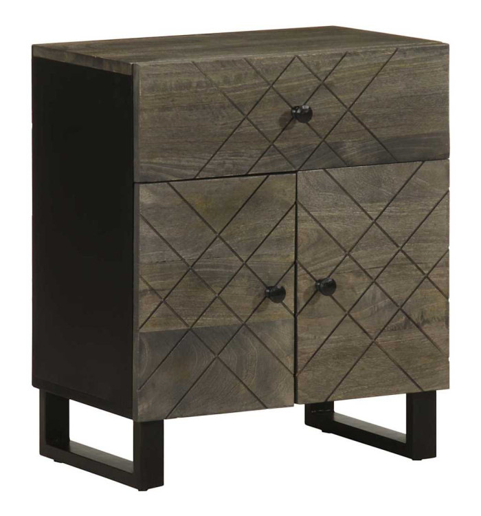 Table de chevet noir 50x33x60 cm bois de manguier massif | Mobilier & Déco