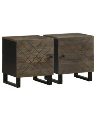 Tables de chevet 2 pcs noir 40x33x46 cm bois de manguier solide | Mobilier & Déco
