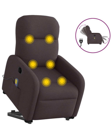 Fauteuil inclinable de massage électrique Marron foncé Tissu | Mobilier & Déco