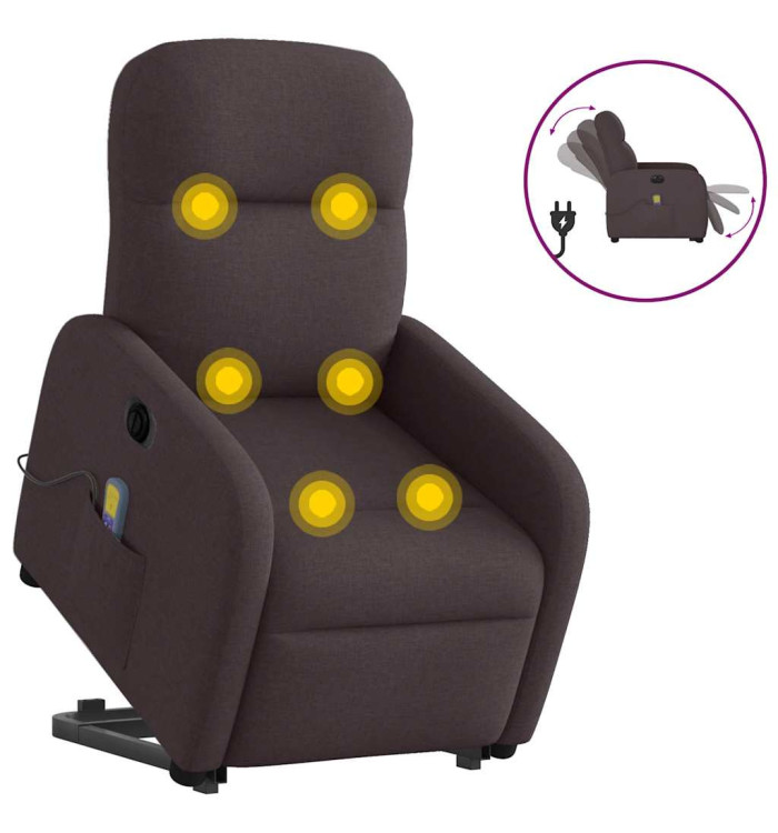 Fauteuil inclinable de massage électrique Marron foncé Tissu | Mobilier & Déco