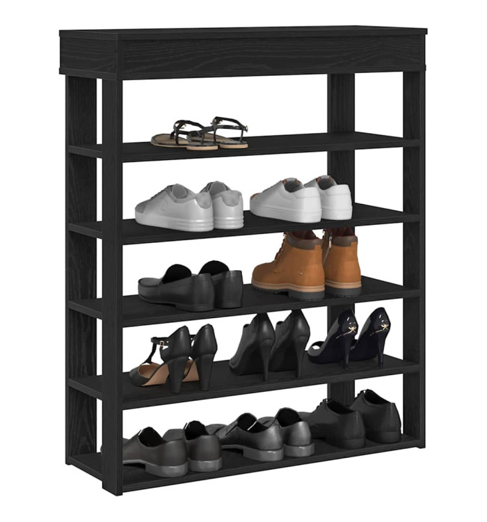 Étagère à chaussures noir 80x30x98 cm bois d'ingénierie | Mobilier & Déco