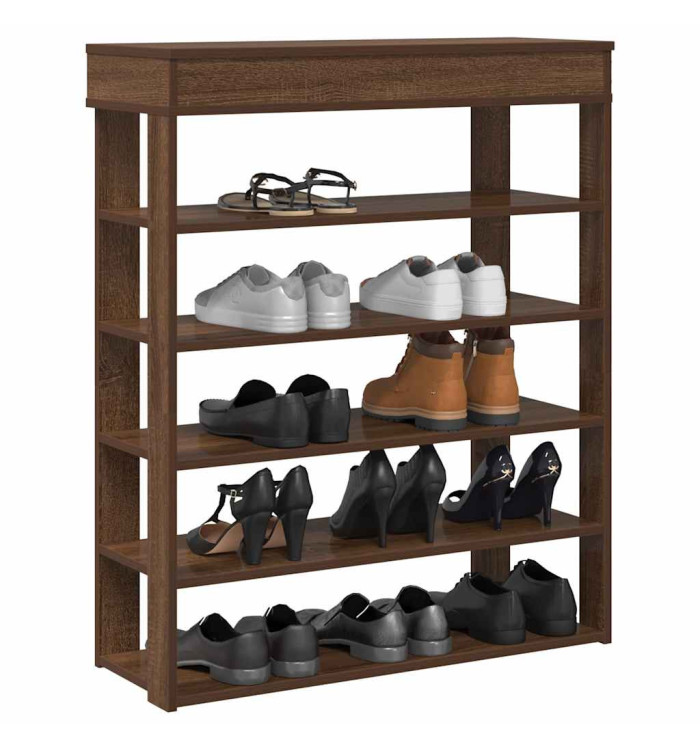 Étagère à chaussures chêne marron 80x30x98 cm bois d'ingénierie | Mobilier & Déco