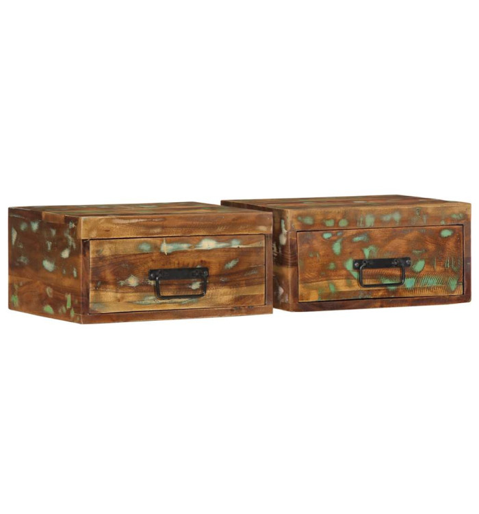 Tables de chevet murales 2 pcs bois massif de récupération | Mobilier & Déco