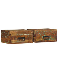 Tables de chevet murales 2 pcs bois massif de récupération | Mobilier & Déco