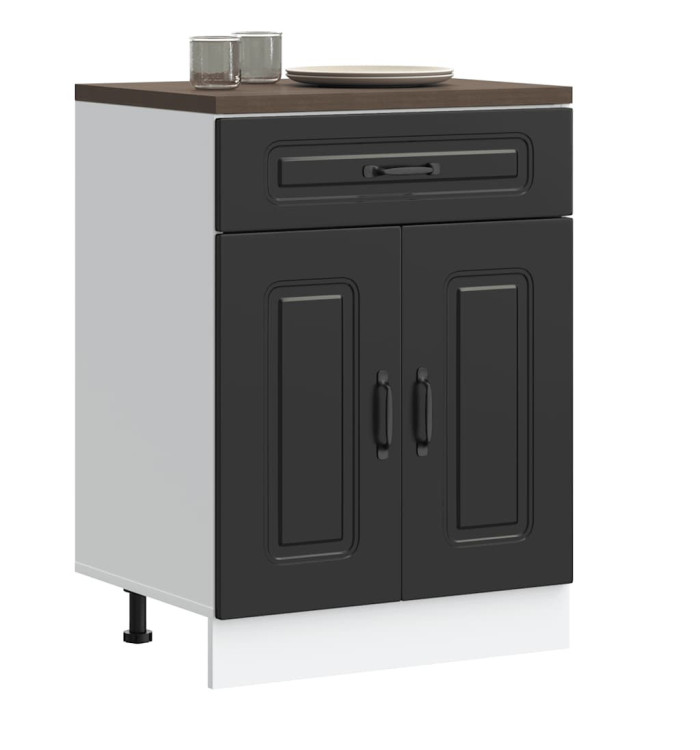Armoire de cuisine Kalmar noir bois d'ingénierie | Mobilier & Déco