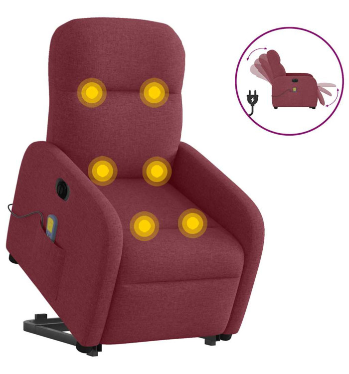 Fauteuil inclinable de massage électrique Rouge bordeaux Tissu | Mobilier & Déco