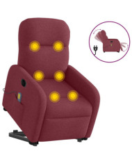 Fauteuil inclinable de massage électrique Rouge bordeaux Tissu | Mobilier & Déco