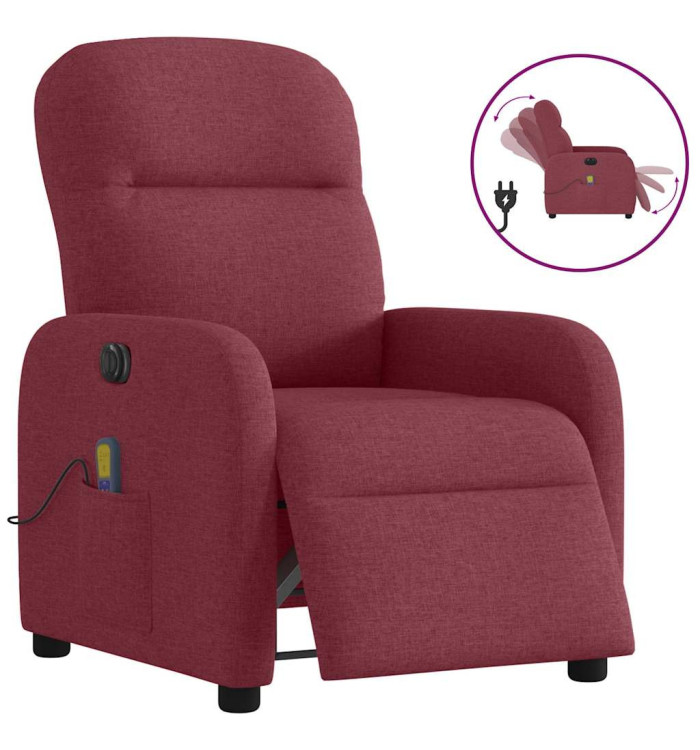Fauteuil de massage inclinable électrique Rouge bordeaux Tissu | Mobilier & Déco
