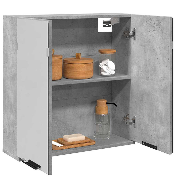 Armoire à miroir de salle de bain gris béton bois d'ingénierie | Mobilier & Déco