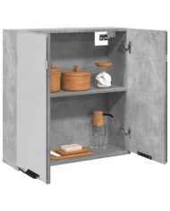 Armoire à miroir de salle de bain gris béton bois d'ingénierie | Mobilier & Déco