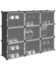 Cubes de rangement 9 pcs avec portes noir PP | Mobilier & Déco