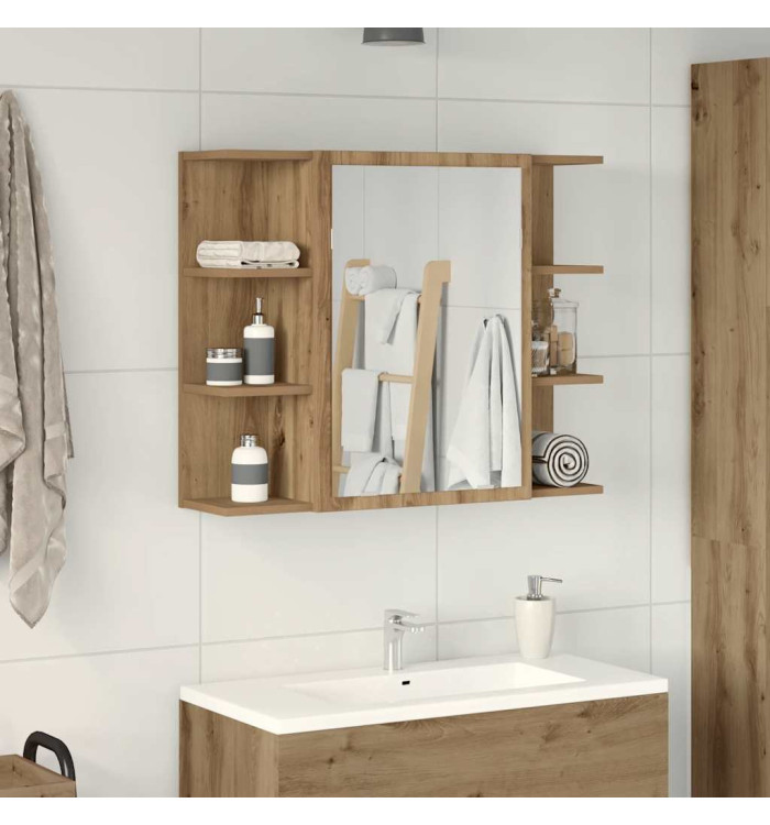 Armoire à miroir de salle de bain chêne artisanal 80x20,5x64 cm | Mobilier & Déco