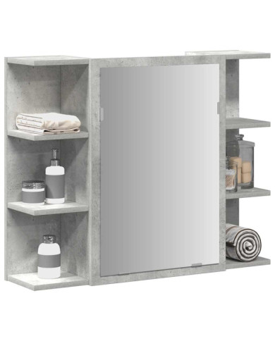 Armoire à miroir de bain Gris béton 80x20,5x64 cm Aggloméré | Mobilier & Déco