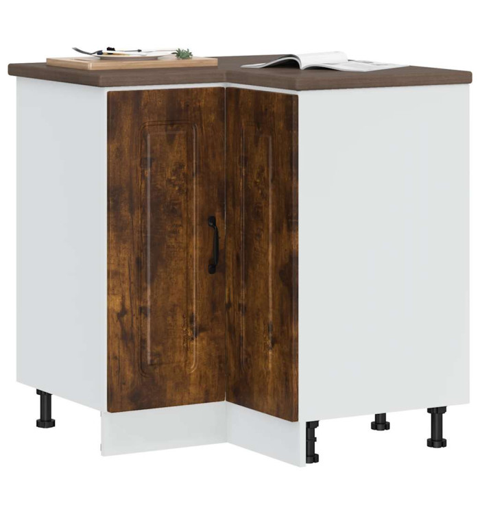 Armoire d'angle de cuisine Kalmar chêne fumé bois d'ingénierie | Mobilier & Déco