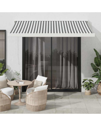 Auvent rétractable anthracite et blanc 3,5x2,5m tissu/aluminium | Mobilier & Déco