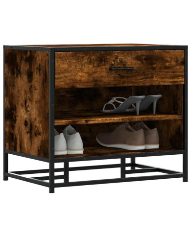 Banc à chaussures chêne fumé bois d'ingénierie et métal | Mobilier & Déco