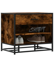 Banc à chaussures chêne fumé bois d'ingénierie et métal | Mobilier & Déco