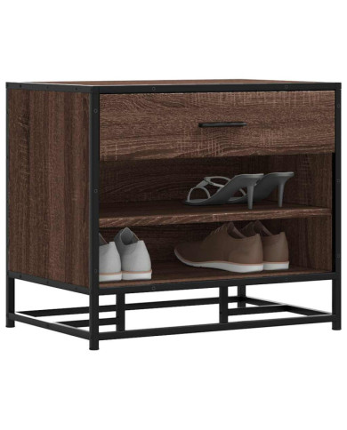 Banc à chaussures chêne marron bois d'ingénierie et métal | Mobilier & Déco