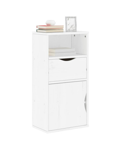 Armoire latérale tiroir ODDA blanc 40x24x79 cm bois massif pin | Mobilier & Déco