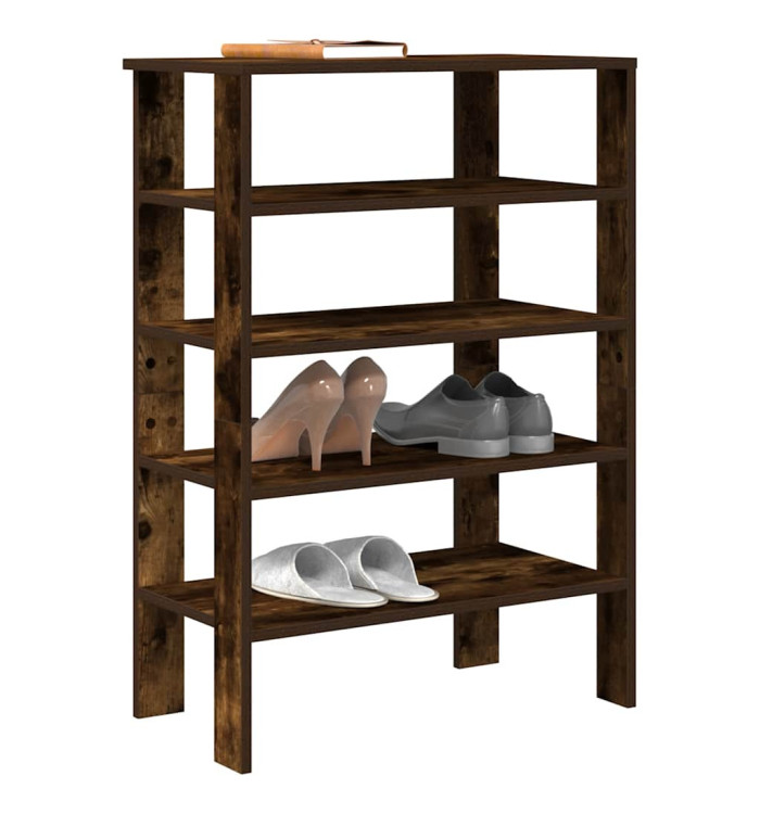 Étagère à chaussures chêne fumé 61x32x87,5 cm bois d'ingénierie | Mobilier & Déco