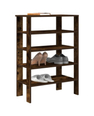 Étagère à chaussures chêne fumé 61x32x87,5 cm bois d'ingénierie | Mobilier & Déco