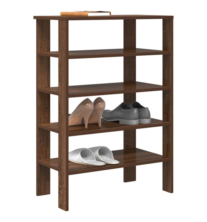 Étagère à chaussures chêne marron 61x32x87,5 cm bois ingénierie | Mobilier & Déco