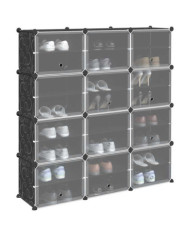 Cubes de rangement 12 pcs avec portes noir PP | Mobilier & Déco